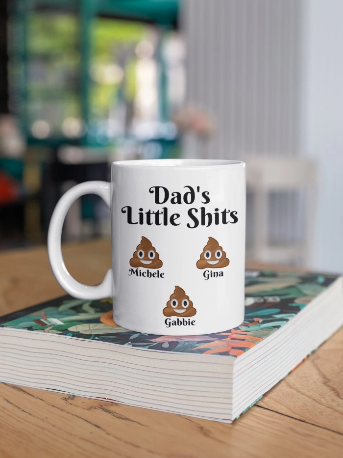 Personalized Dads Little Shits Mug Funny Fathers Day Gift With Custom Name Kids Funny Dad Gifts Custom Dad Mug Fathers Day Mug